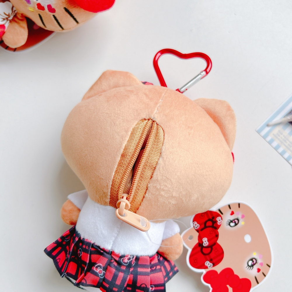 🎈彩虹尾巴🎈KITTY平成109辣妹娃娃小物包 三麗鷗 凱蒂貓 平成辣妹 烤焦色 辣妹風格 吊飾娃娃 愛心扣娃娃-細節圖3