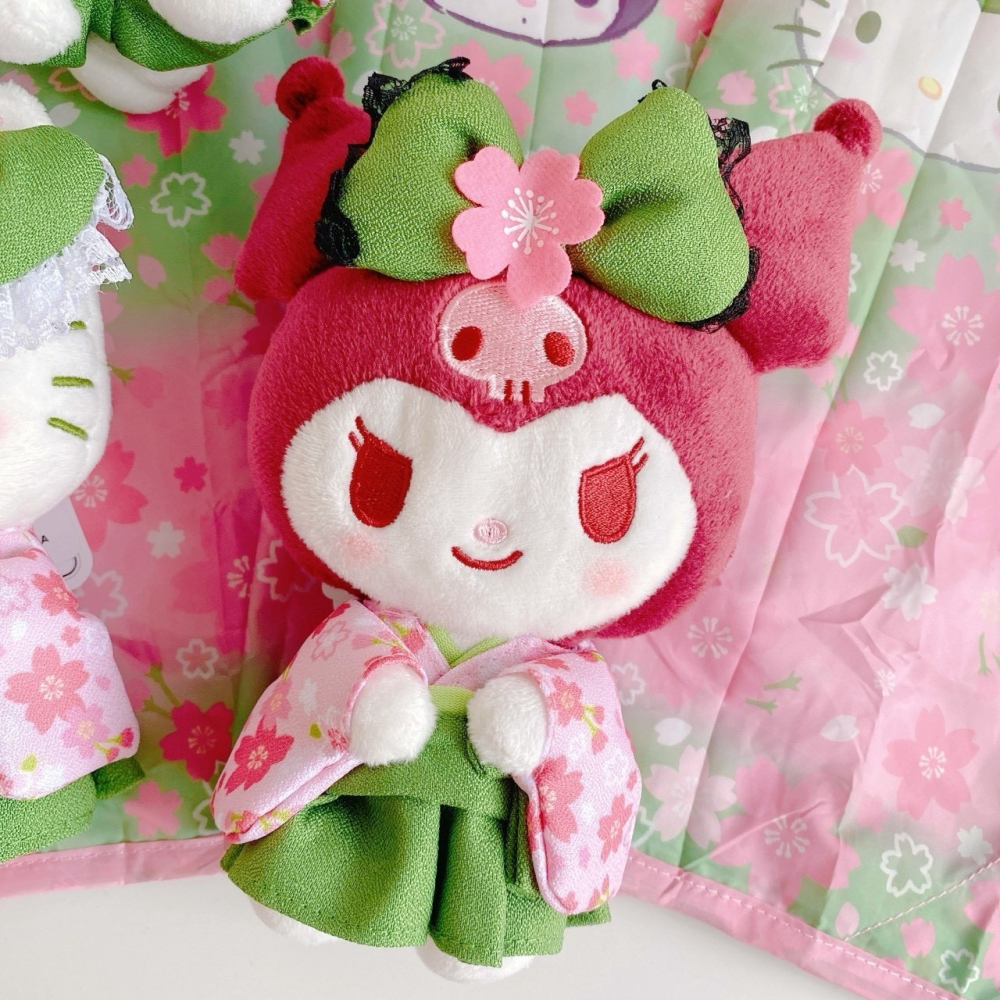 🎈彩虹尾巴🎈三麗鷗抹茶櫻花系列娃娃收納購物袋 KITTY 酷洛米 大耳狗 購物袋 環保袋 和服娃娃 吊飾娃娃-細節圖5