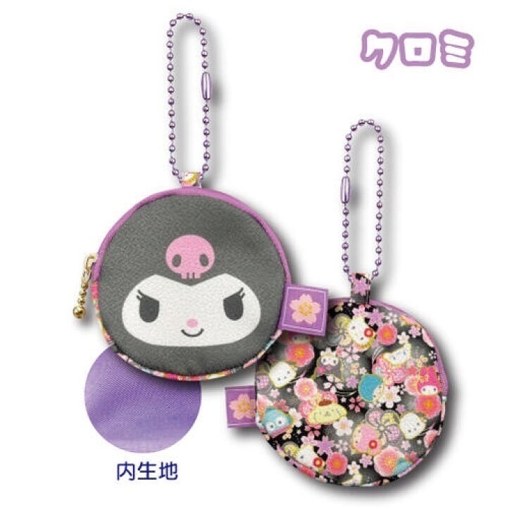 🎈彩虹尾巴🎈三麗鷗大臉和風零錢包附珠鍊 日式風格 美樂蒂 大耳狗 酷洛米 滿版-細節圖9