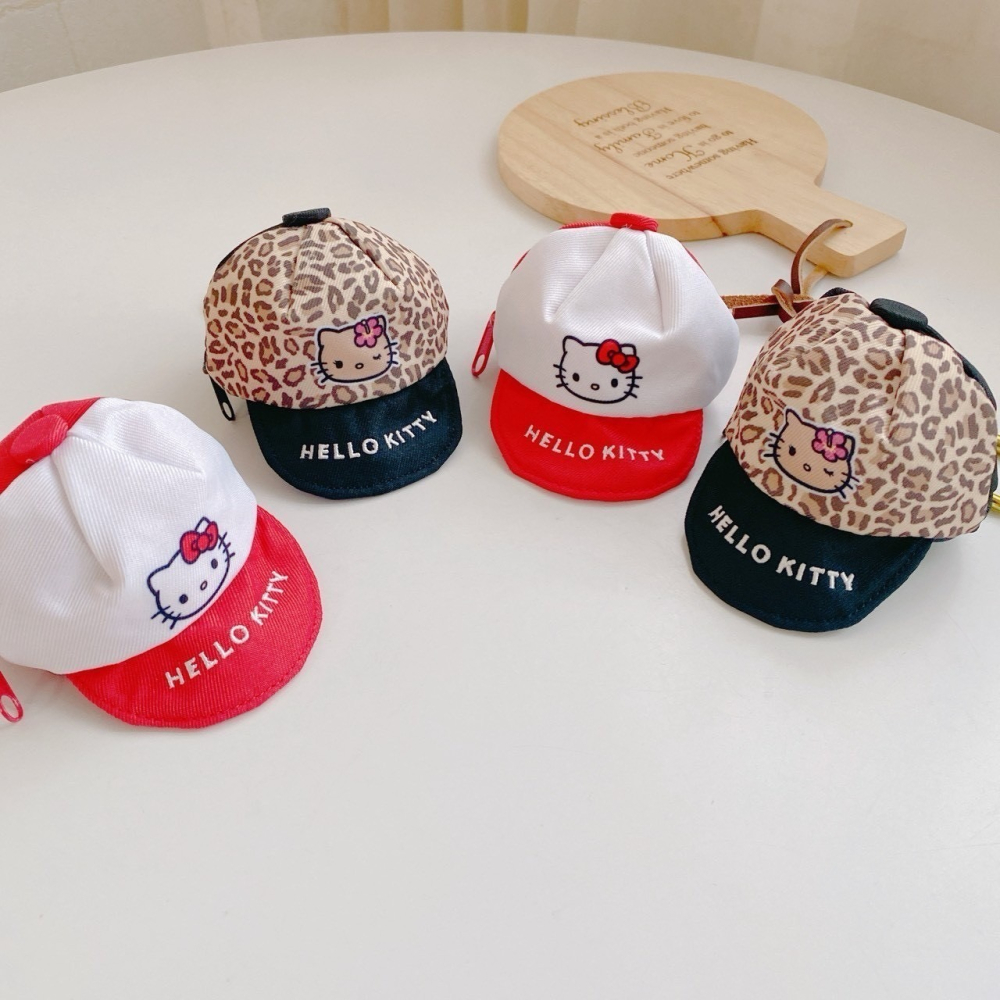 🎈彩虹尾巴🎈KITTY帽子造型萬用包附扣 三麗鷗 豹紋 帽子造型零錢包 凱蒂貓 Hello Kitty 棒球帽造型-細節圖7