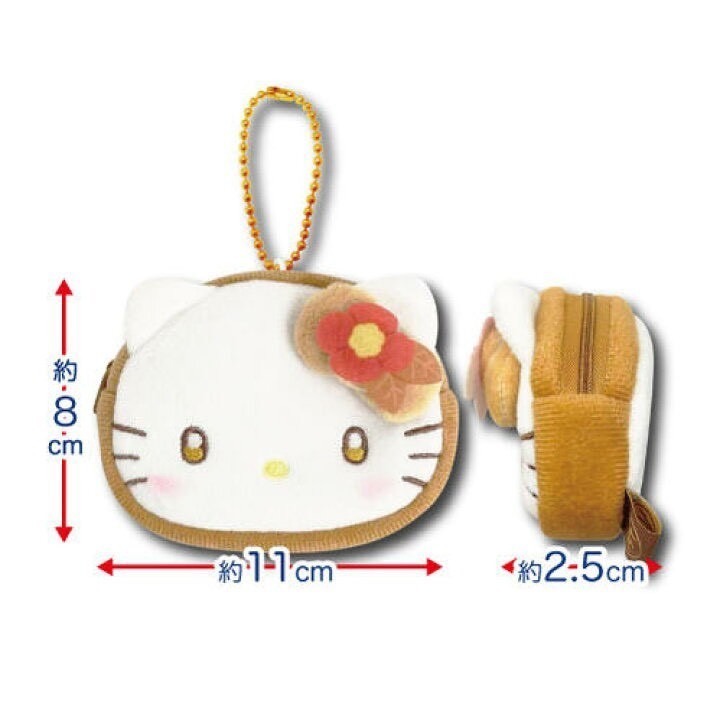 🎈彩虹尾巴🎈三麗鷗焙茶系列大臉零錢包附珠鍊 小物包 收納小包 KITTY 美樂蒂 MELODY 凱蒂貓 山茶花-細節圖9