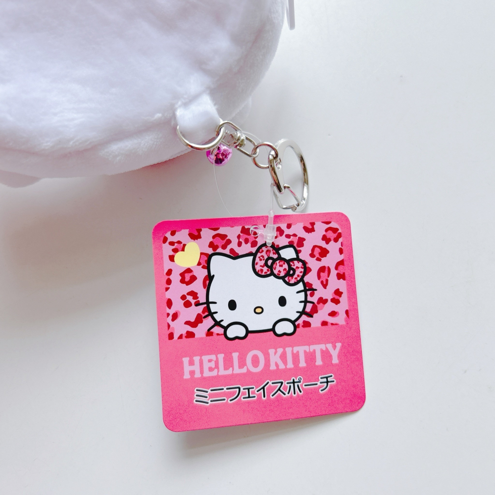 🎈彩虹尾巴🎈KITTY絨毛大臉零錢包鑰匙圈 凱蒂貓 大頭 絨毛 零錢包 蝴蝶結 粉色豹紋 粉豹紋-細節圖4