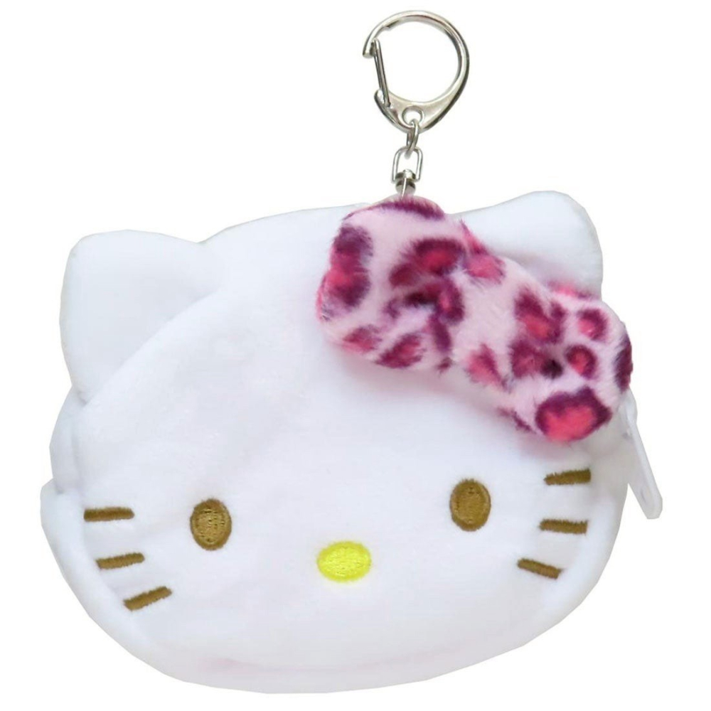 🎈彩虹尾巴🎈KITTY絨毛大臉零錢包鑰匙圈 凱蒂貓 大頭 絨毛 零錢包 蝴蝶結 粉色豹紋 粉豹紋-細節圖8