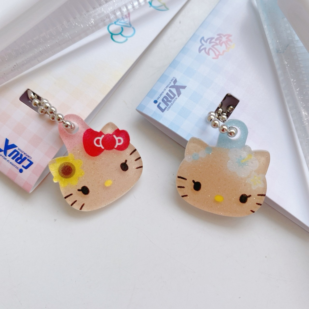 🎈彩虹尾巴🎈日本製三麗鷗夏日扶桑花系列2WAY摺疊梳子 Hello Kitty 凱蒂貓 梳子 夏天 日曬 日燒烤焦-細節圖2