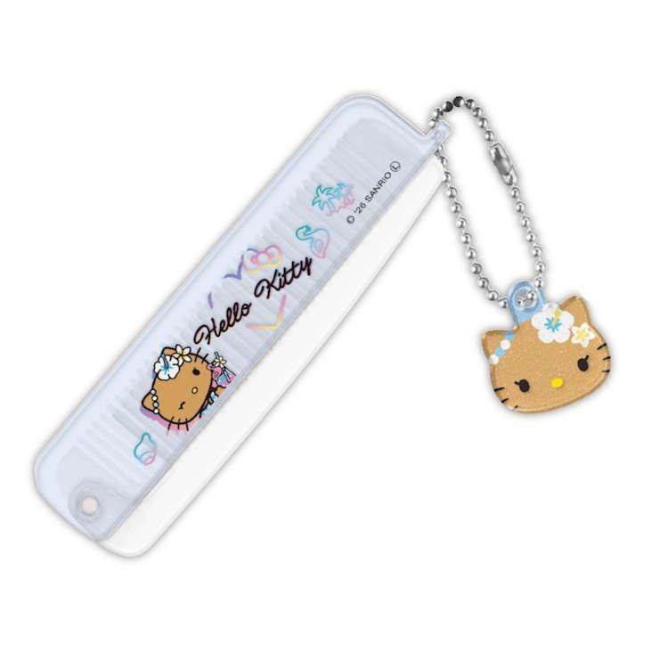 🎈彩虹尾巴🎈日本製三麗鷗夏日扶桑花系列2WAY摺疊梳子 Hello Kitty 凱蒂貓 梳子 夏天 日曬 日燒烤焦-細節圖7