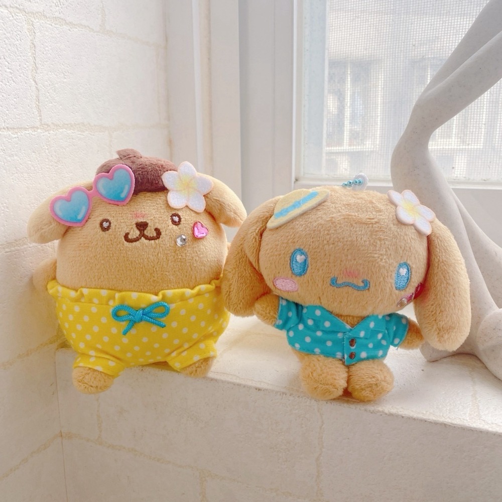 🎈彩虹尾巴🎈三麗鷗夏日雞蛋花列珠鍊娃娃吊飾 美樂蒂 KITTY 玩偶 曬黑 日燒 烤焦 布丁狗 大耳狗 酷洛米-細節圖5