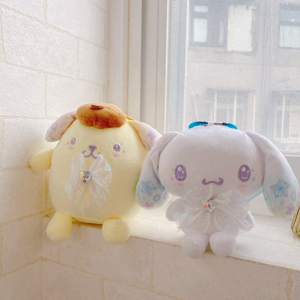 🎈彩虹尾巴🎈三麗鷗亮片系列愛心扣娃娃包吊飾 KITTY 美樂蒂 酷洛米 大耳狗 布丁狗 蝴蝶結 閃亮系列 娃娃吊飾-細節圖4