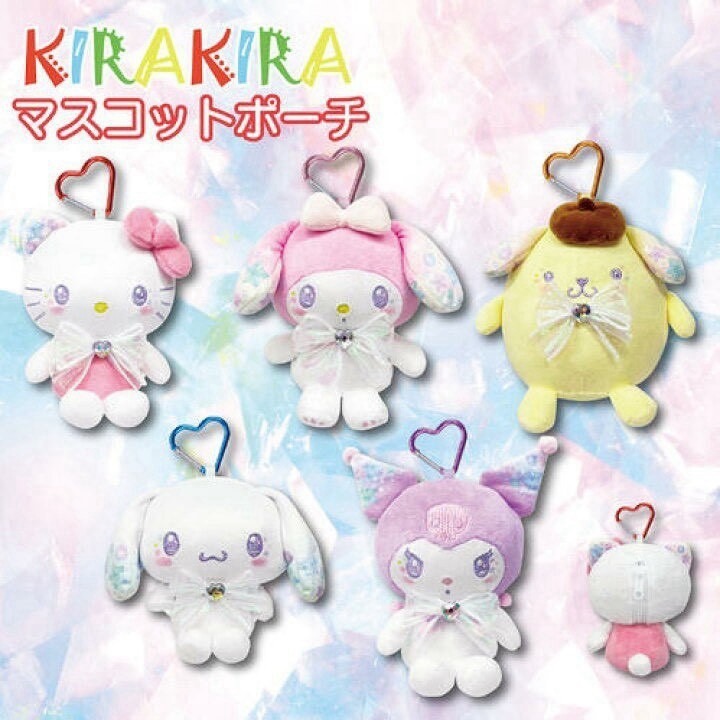 🎈彩虹尾巴🎈三麗鷗亮片系列愛心扣娃娃包吊飾 KITTY 美樂蒂 酷洛米 大耳狗 布丁狗 蝴蝶結 閃亮系列 娃娃吊飾-細節圖5