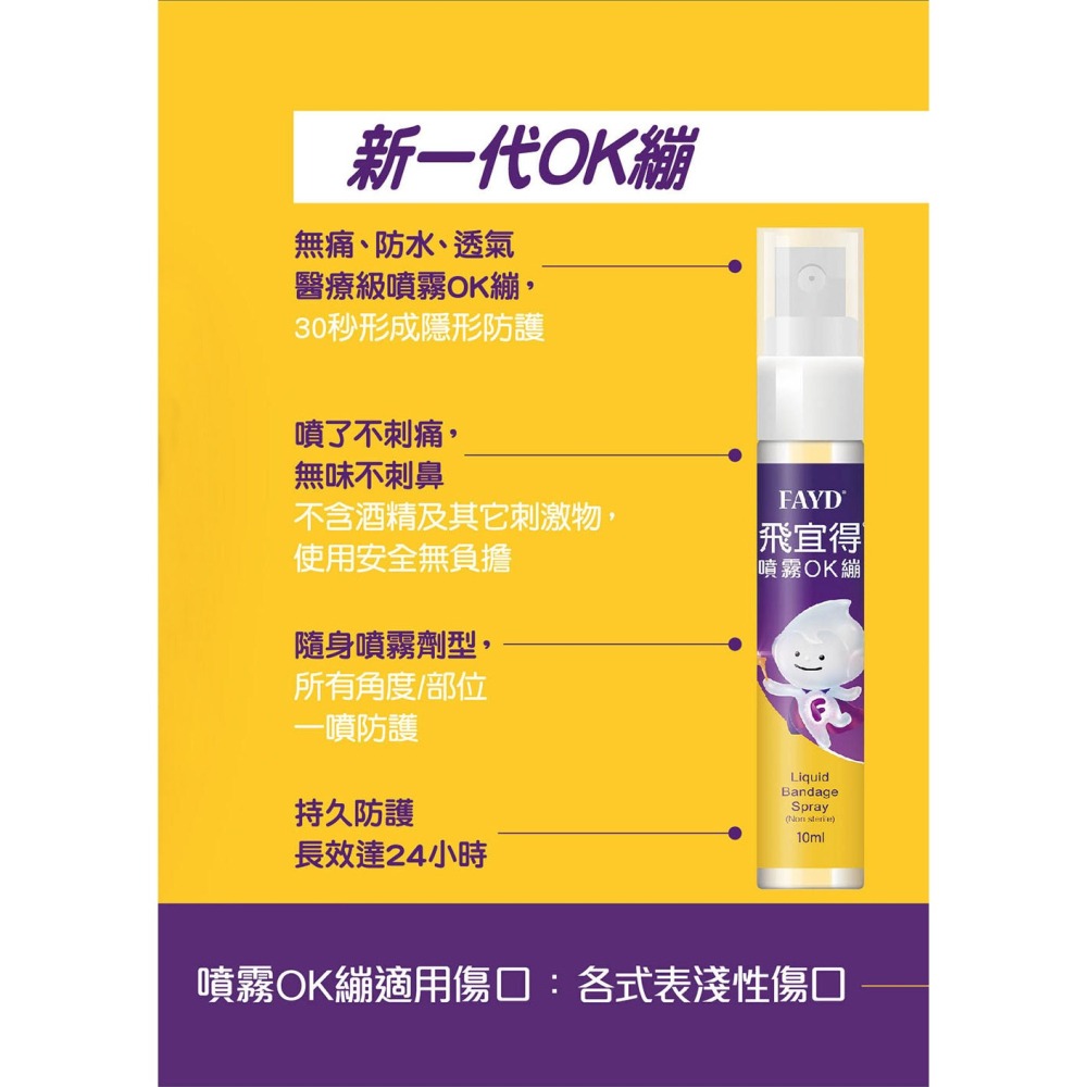 飛宜得 Fayd 噴霧 OK繃 10ml 30ml 無痛 防水 透氣 液體-細節圖2