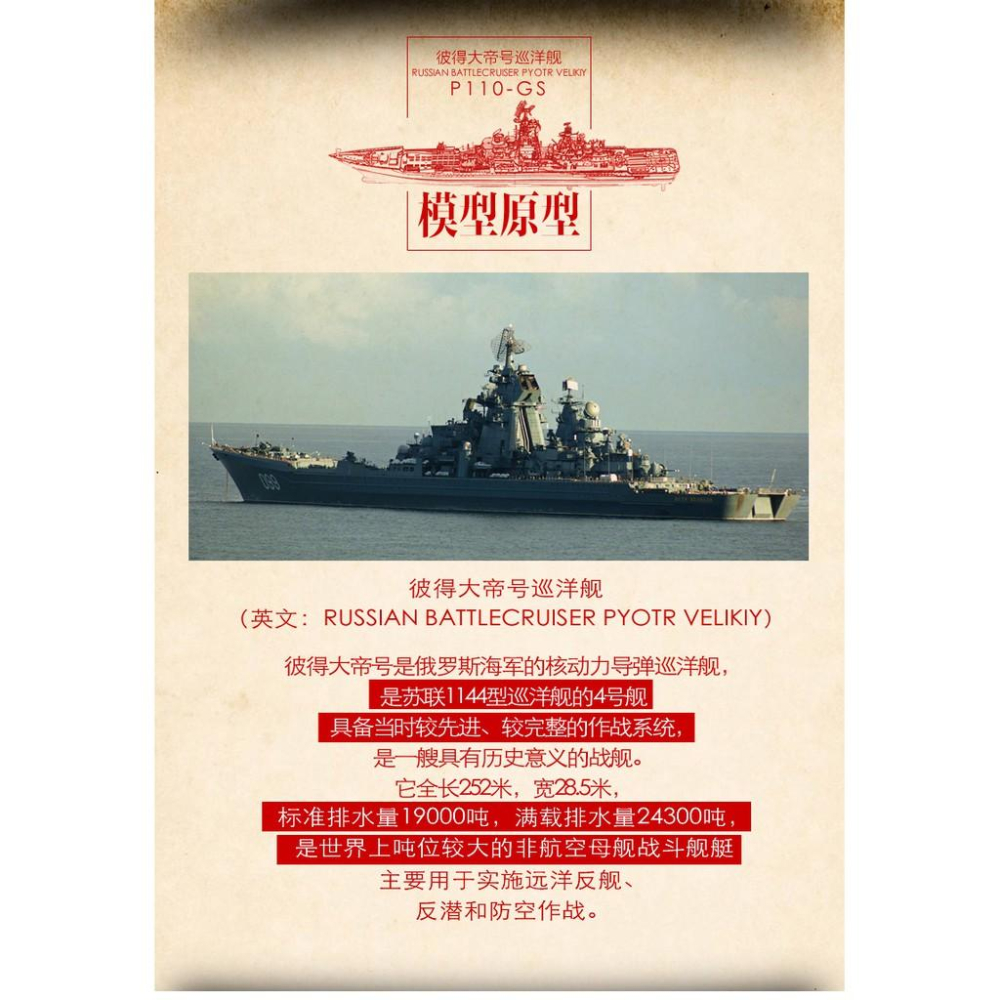 R&H 拼酷3D金屬拼圖模型-彼得大帝號巡洋艦-細節圖3