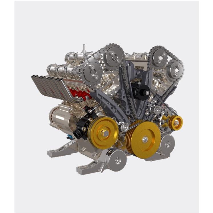 R&H 3D金屬拼圖模型 土星文化 金屬拼裝 V型八缸發動機-細節圖3