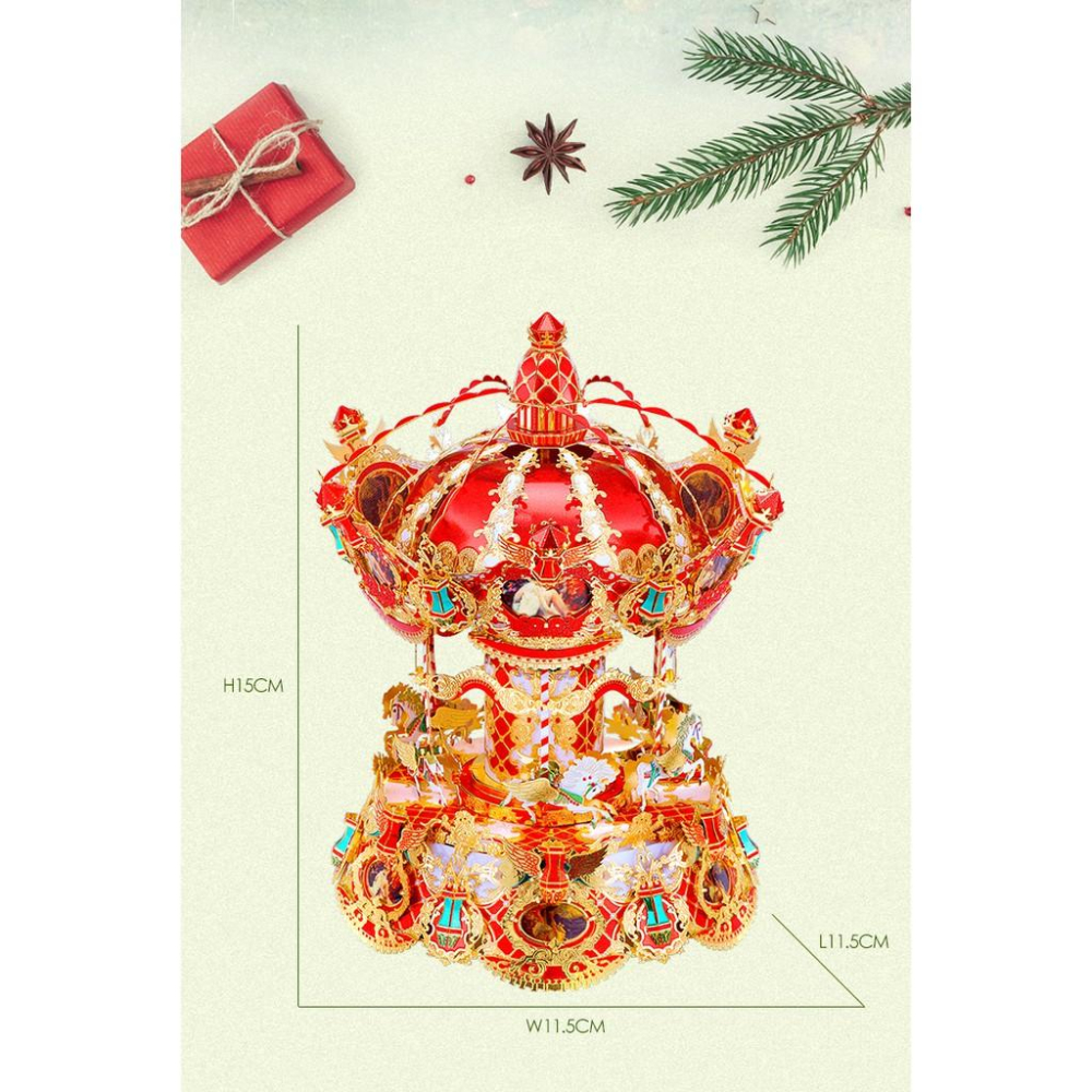 R&H 新品  拼酷3D金屬拼圖模型-八音盒 旋轉木馬-細節圖7