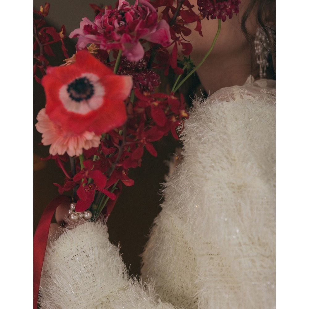 （全新）MEIER.Q 立體微閃亮毛絨上衣 白/S-細節圖7