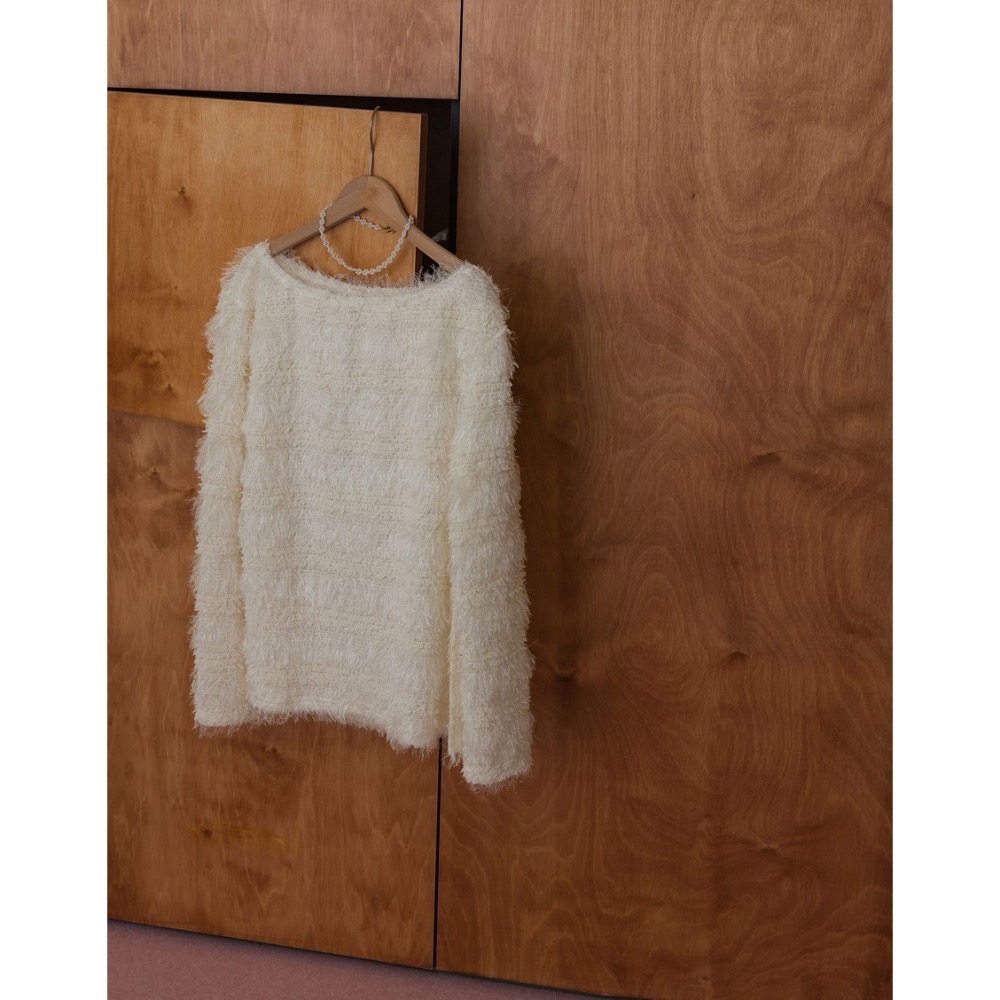 （全新）MEIER.Q 立體微閃亮毛絨上衣 白/S-細節圖8