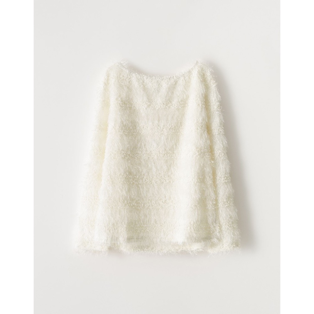 （全新）MEIER.Q 立體微閃亮毛絨上衣 白/S-細節圖9