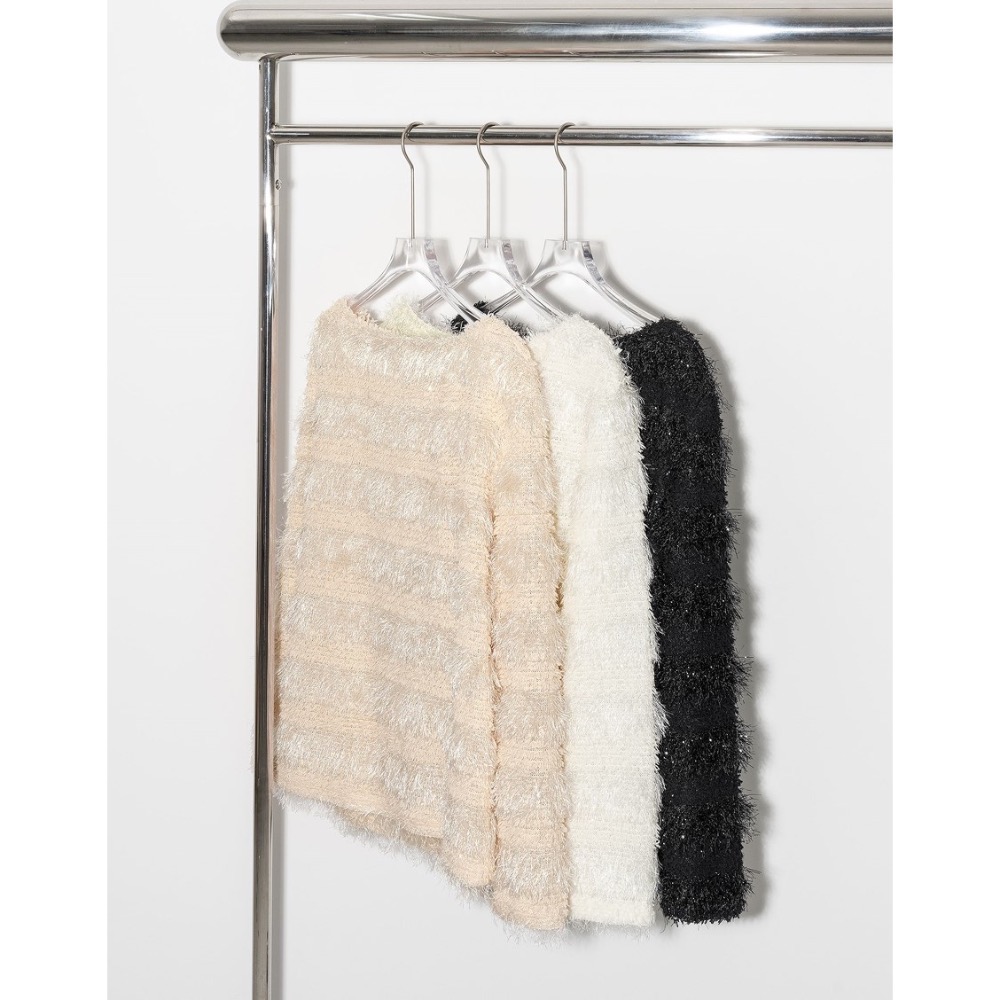 （全新）MEIER.Q 立體微閃亮毛絨上衣 白/S-細節圖10