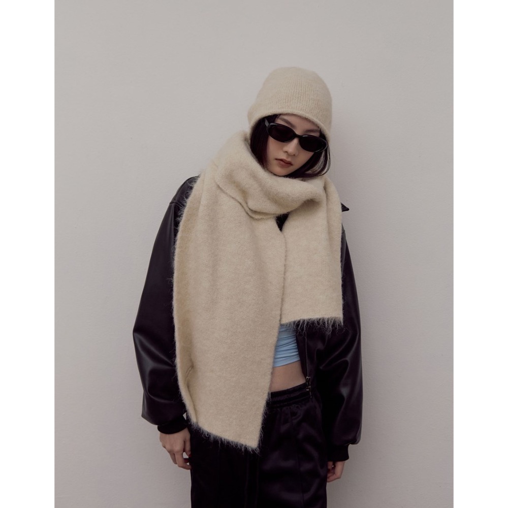 (絕版商品) PAZZO ggu羊駝針織刺繡圍巾 金針菇聯名-細節圖2