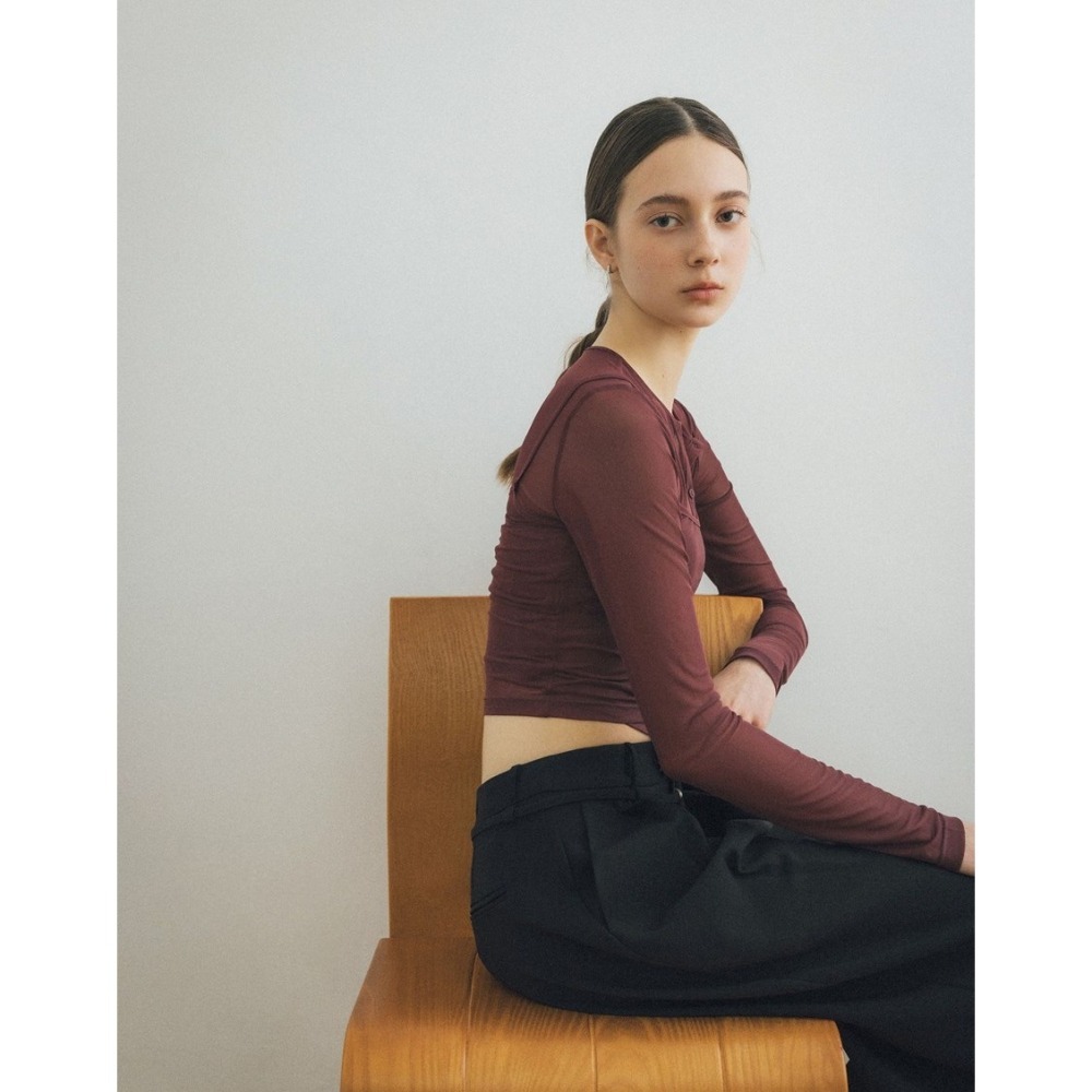 （全新）PAZZO 透肌感網紗兩件式上衣(上衣+背心)(黑 / S)-細節圖3