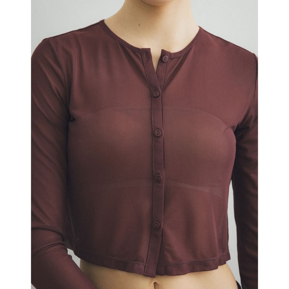 （全新）PAZZO 透肌感網紗兩件式上衣(上衣+背心)(黑 / S)-細節圖5