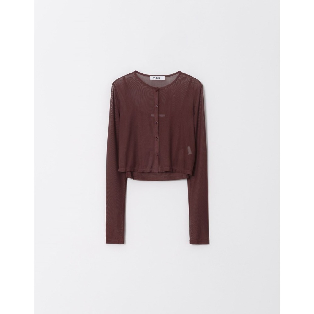 （全新）PAZZO 透肌感網紗兩件式上衣(上衣+背心)(黑 / S)-細節圖7