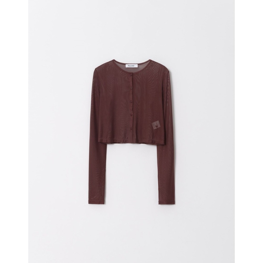 （全新）PAZZO 透肌感網紗兩件式上衣(上衣+背心)(黑 / S)-細節圖8