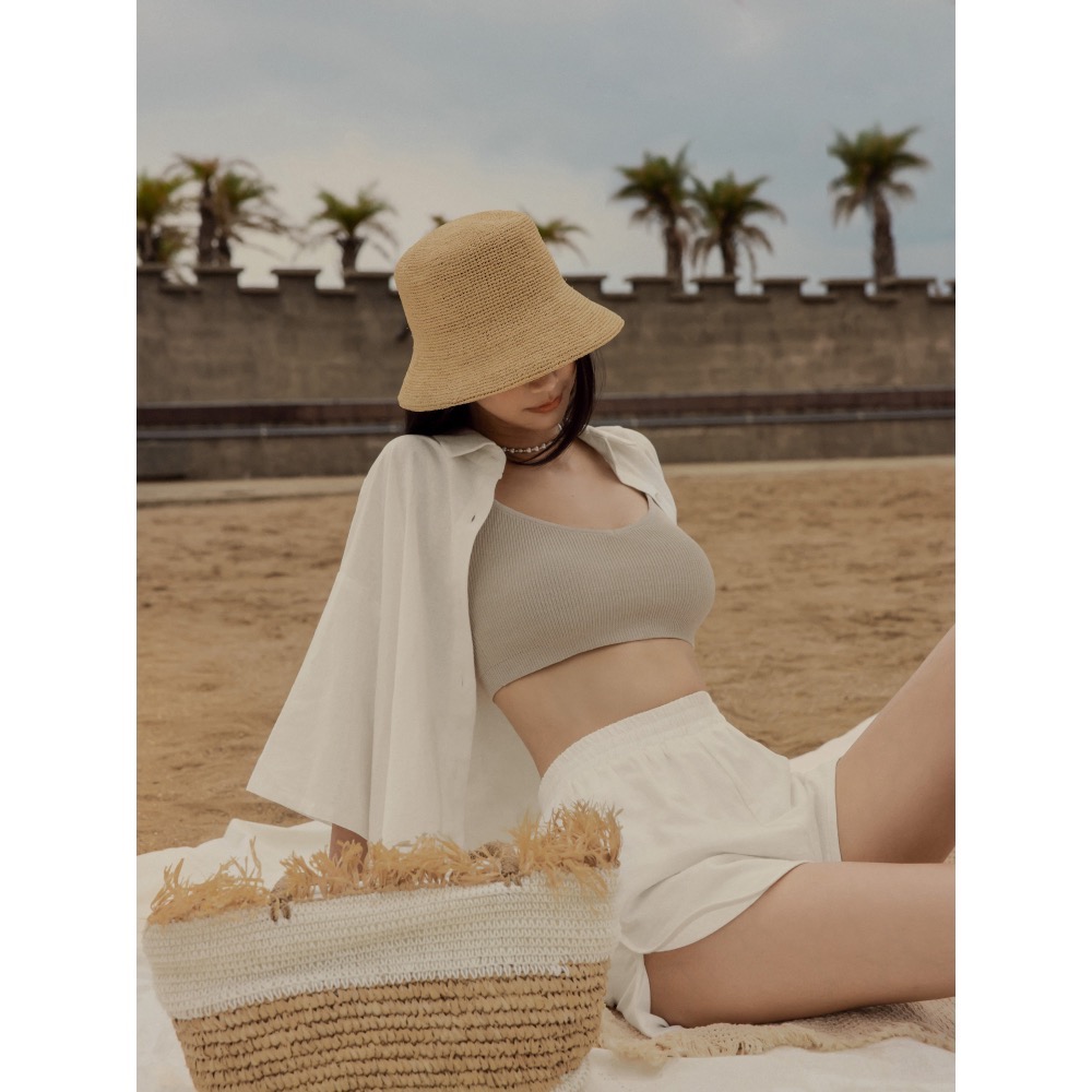 （全新✨）CHENN CHENN V領細肩針織背心 杏/S-細節圖5