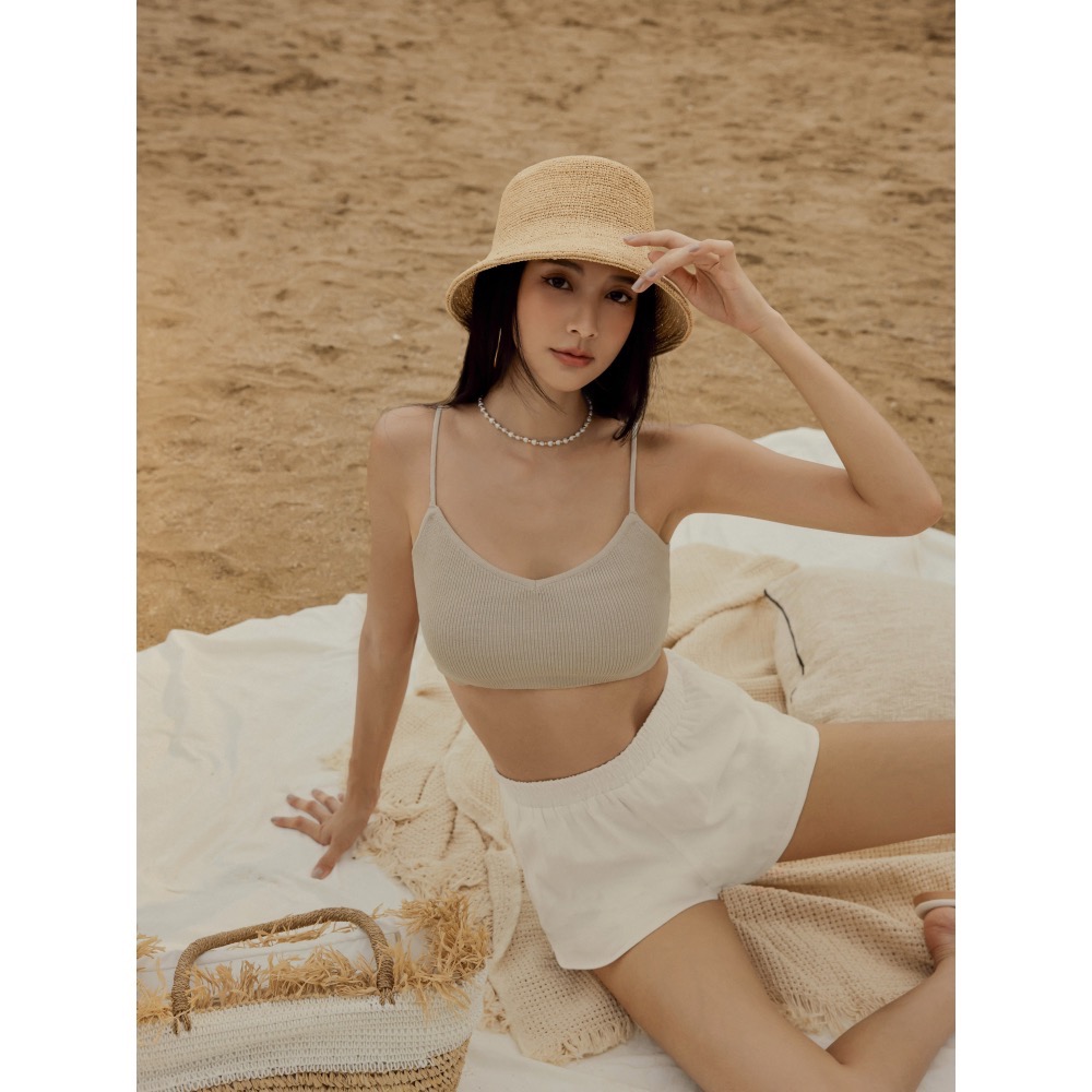 （全新✨）CHENN CHENN V領細肩針織背心 杏/S-細節圖6