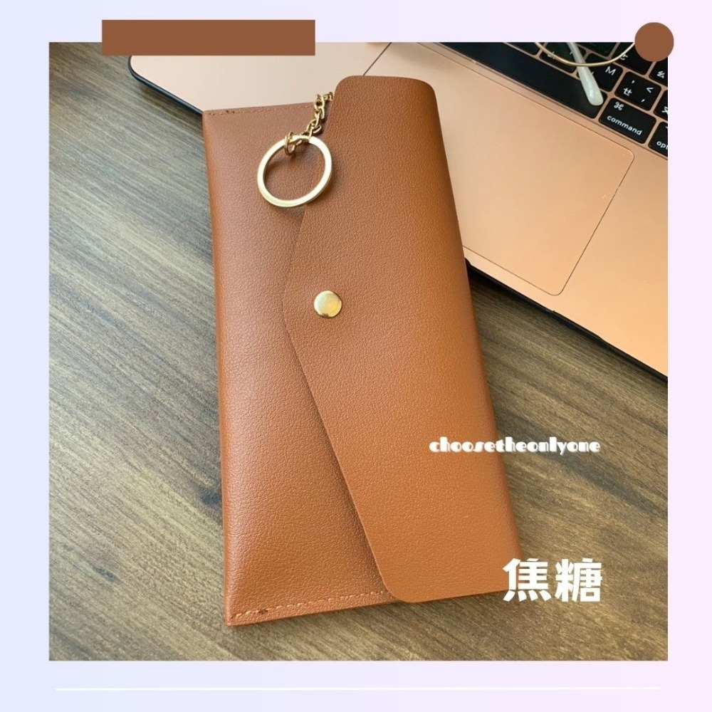 👩🏻CTOO28👩🏻 雙色信封式長夾 焦糖 黑 女生皮夾 軟式皮革-細節圖3