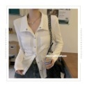 👩🏻CTOO28👩🏻 雙色內搭打底韓版長袖氣質襯衫 小眾設計 白色-規格圖6