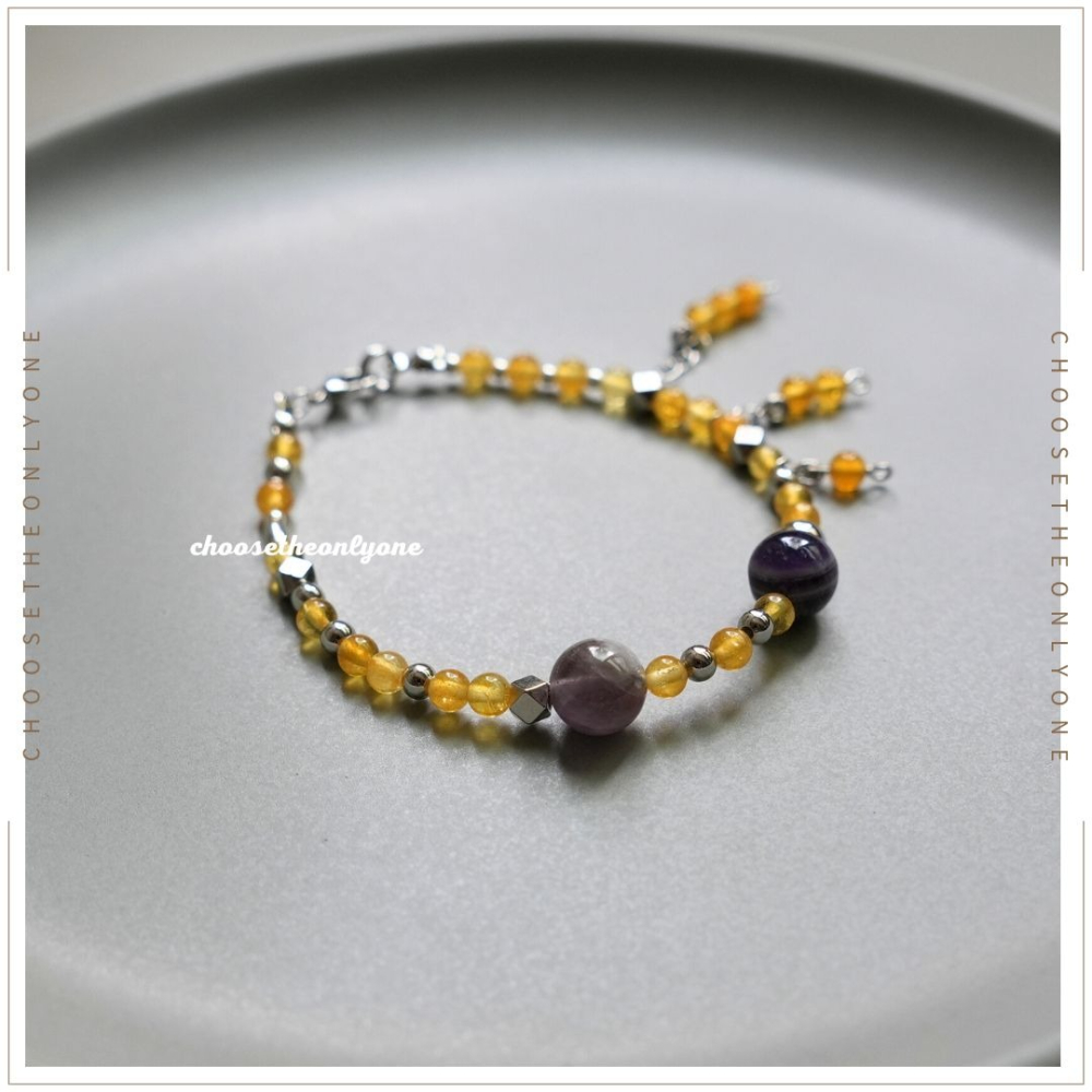 👩🏻CTOO28👩🏻 正財最強 天然紫幽靈黃水晶手鍊 | 天然水晶 手環 手鍊 手鏈 事業順遂 業務適合佩帶-細節圖5