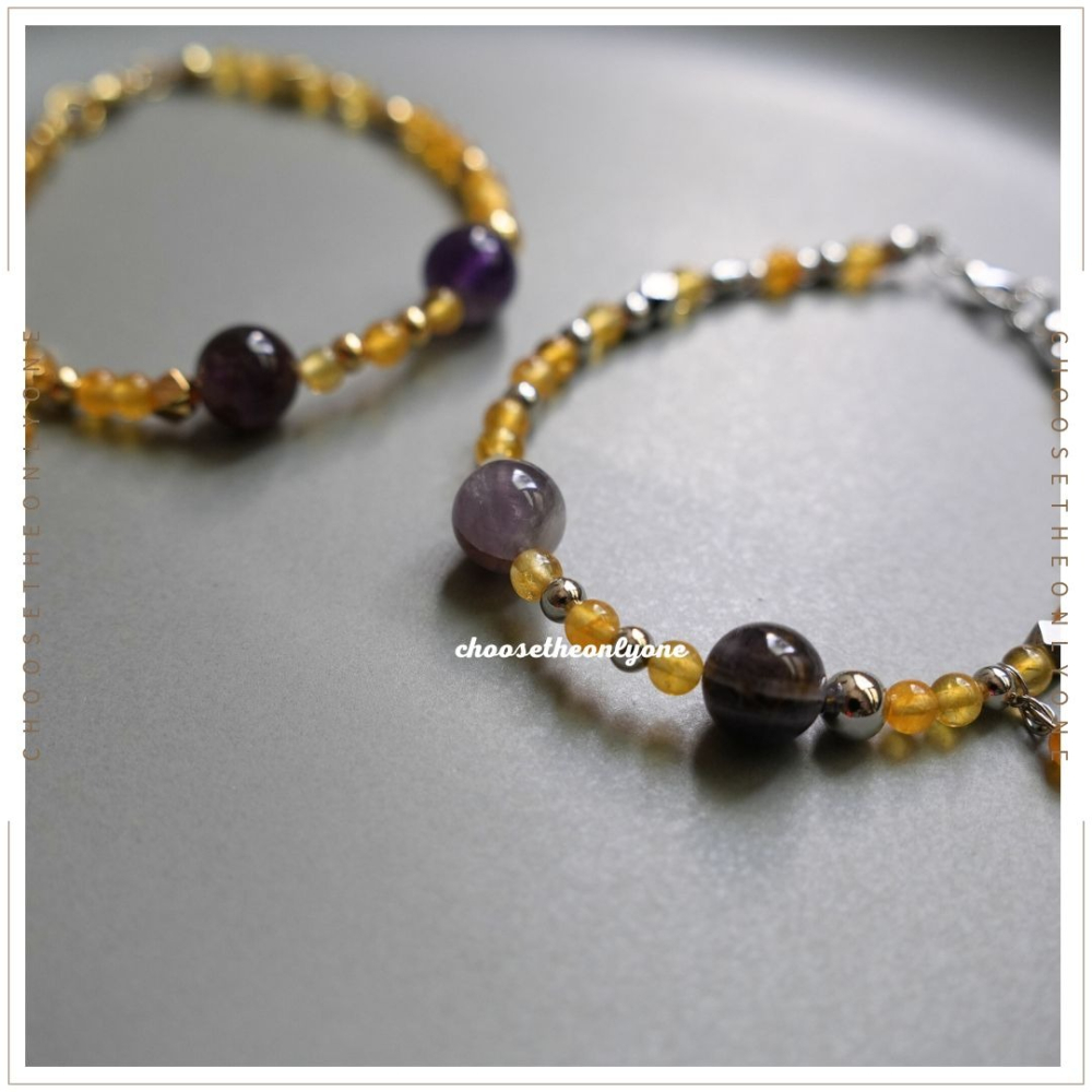 👩🏻CTOO28👩🏻 正財最強 天然紫幽靈黃水晶手鍊 | 天然水晶 手環 手鍊 手鏈 事業順遂 業務適合佩帶-細節圖7