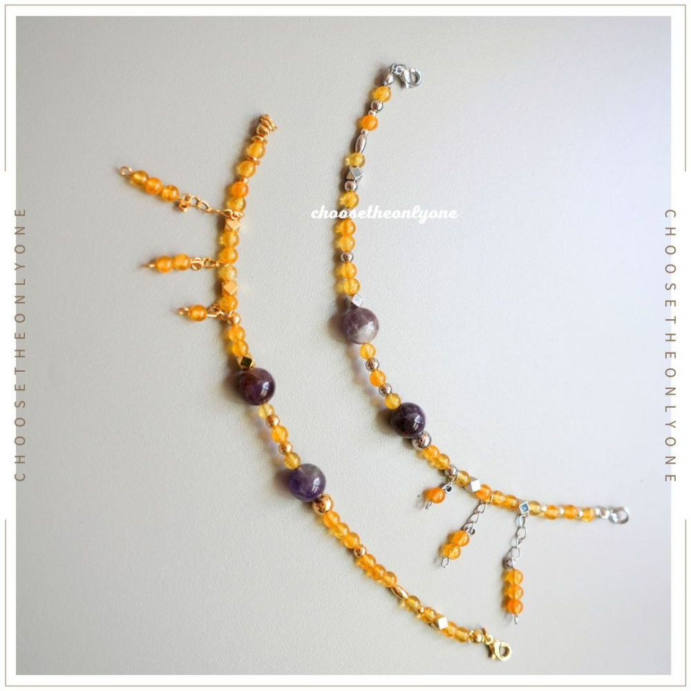 👩🏻CTOO28👩🏻 正財最強 天然紫幽靈黃水晶手鍊 | 天然水晶 手環 手鍊 手鏈 事業順遂 業務適合佩帶-細節圖8