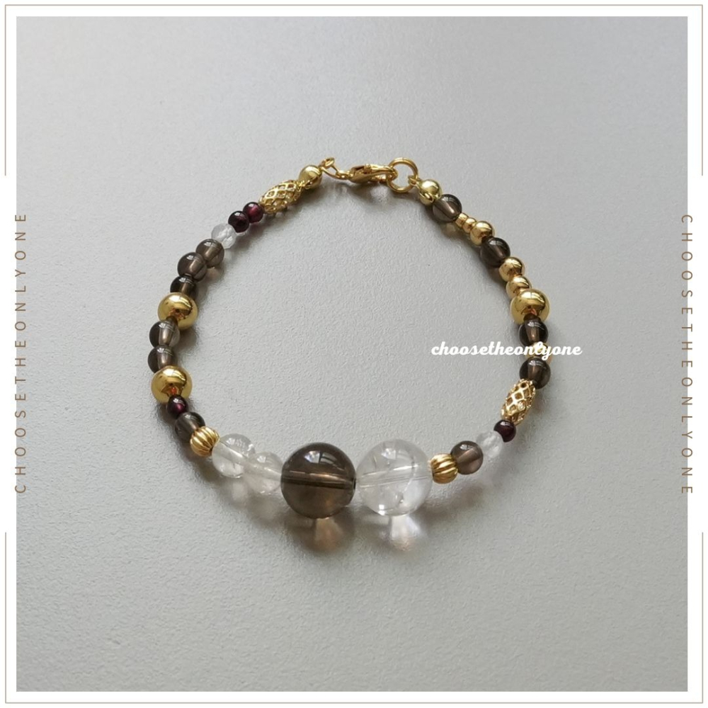 👩🏻CTOO28👩🏻 淨化周遭磁場 天然白水晶茶晶石榴石手鍊 | 天然水晶 手環 手鍊 手鏈 排除負能量-細節圖2