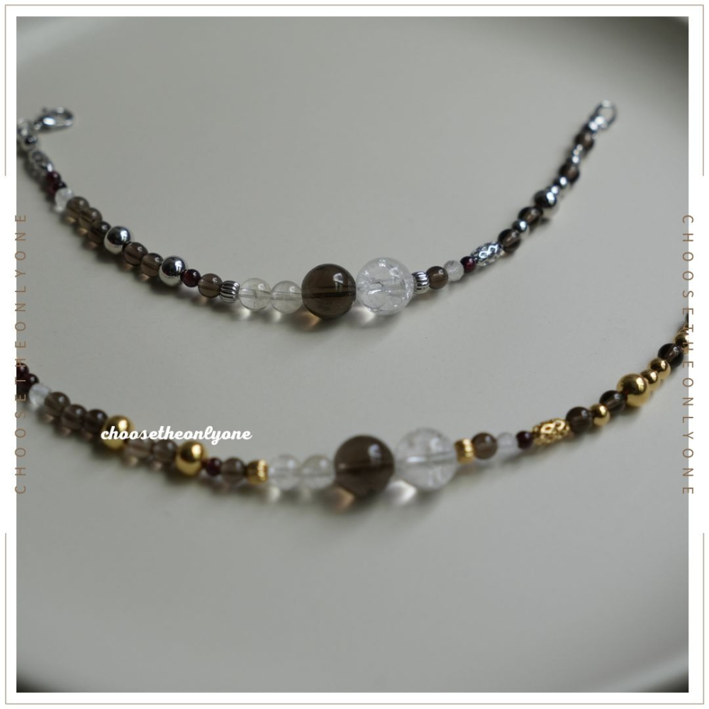 👩🏻CTOO28👩🏻 淨化周遭磁場 天然白水晶茶晶石榴石手鍊 | 天然水晶 手環 手鍊 手鏈 排除負能量-細節圖3