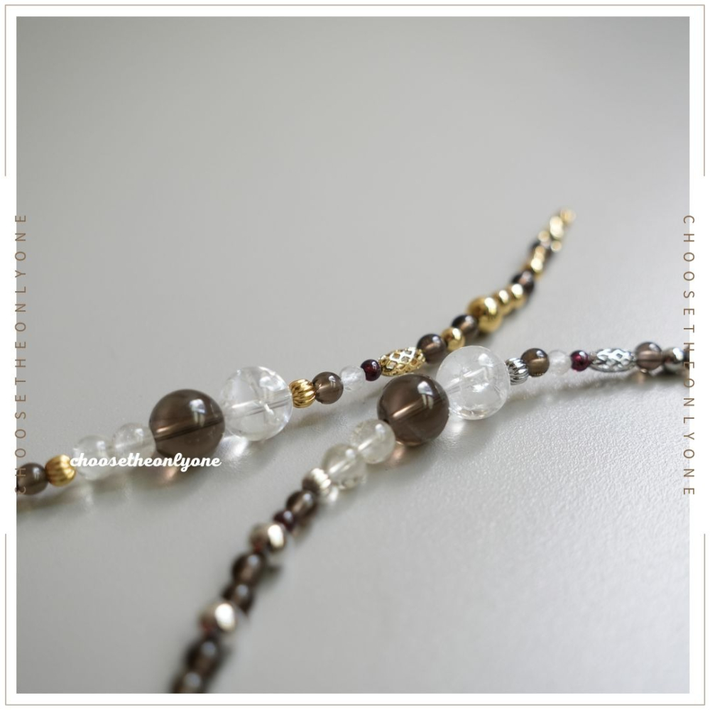 👩🏻CTOO28👩🏻 淨化周遭磁場 天然白水晶茶晶石榴石手鍊 | 天然水晶 手環 手鍊 手鏈 排除負能量-細節圖8