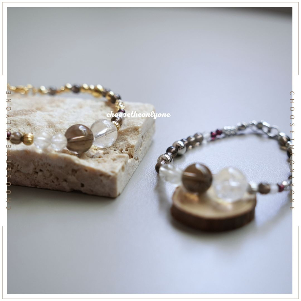 👩🏻CTOO28👩🏻 淨化周遭磁場 天然白水晶茶晶石榴石手鍊 | 天然水晶 手環 手鍊 手鏈 排除負能量-細節圖9