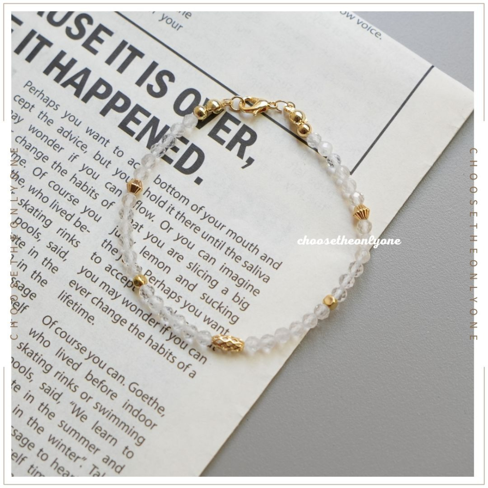 👩🏻CTOO28👩🏻 隔日到貨 淨化磁場 極細白水晶4mm手鍊 | 天然水晶 平衡情緒 手鍊 手鏈 純手工飾品-細節圖2