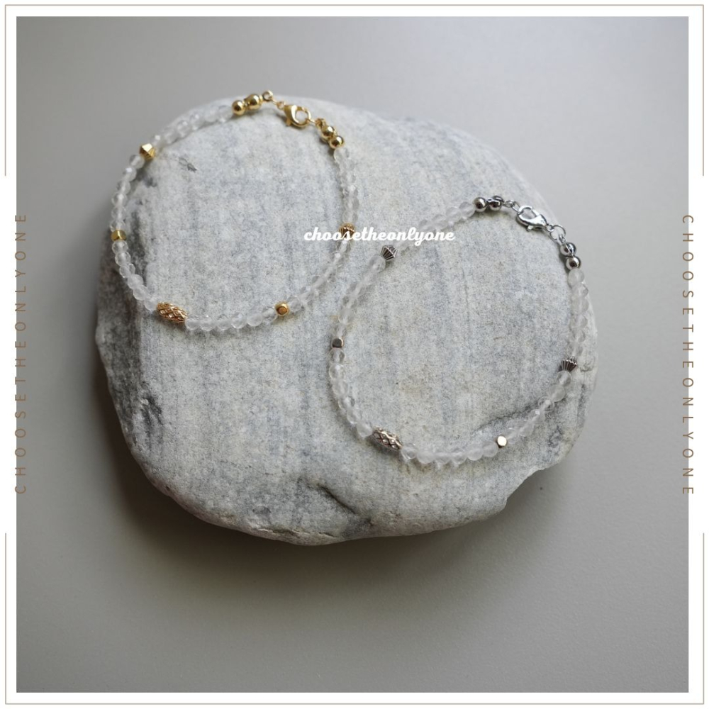 👩🏻CTOO28👩🏻 隔日到貨 淨化磁場 極細白水晶4mm手鍊 | 天然水晶 平衡情緒 手鍊 手鏈 純手工飾品-細節圖5