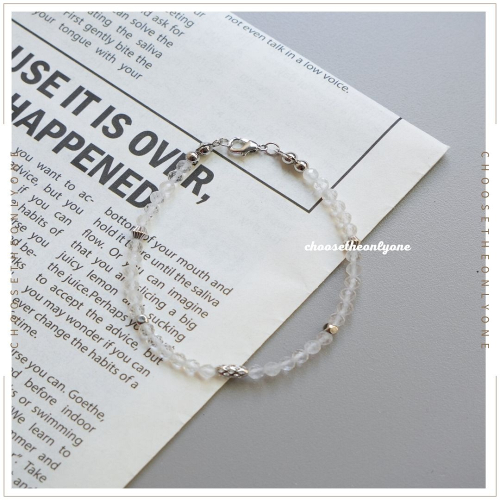 👩🏻CTOO28👩🏻 隔日到貨 淨化磁場 極細白水晶4mm手鍊 | 天然水晶 平衡情緒 手鍊 手鏈 純手工飾品-細節圖7