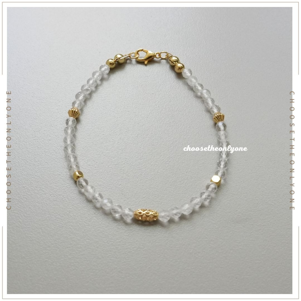 👩🏻CTOO28👩🏻 隔日到貨 淨化磁場 極細白水晶4mm手鍊 | 天然水晶 平衡情緒 手鍊 手鏈 純手工飾品-細節圖8