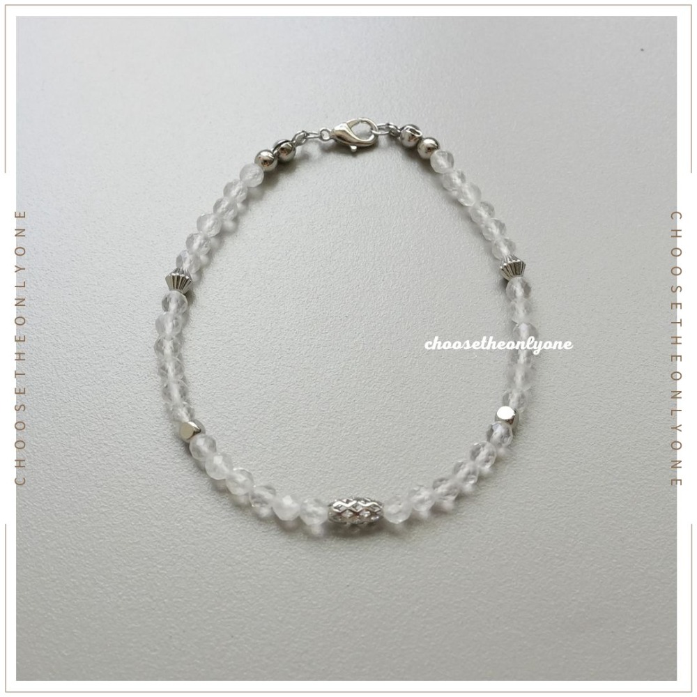 👩🏻CTOO28👩🏻 隔日到貨 淨化磁場 極細白水晶4mm手鍊 | 天然水晶 平衡情緒 手鍊 手鏈 純手工飾品-規格圖9