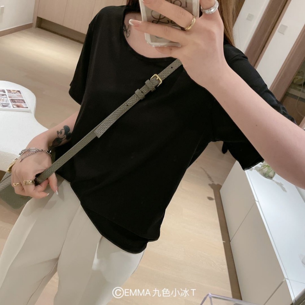 【JDUDS】 素色冰絲條紋短袖 寬鬆打底T 親膚打底圓領短袖 絲滑短袖 簡約舒適質感飽和色T 夏季短袖 居家短袖-規格圖10