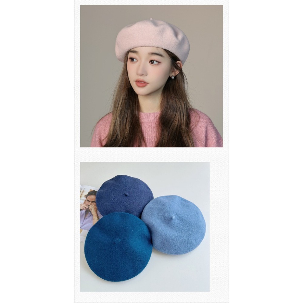 【JDUDS】貝雷帽 畫家帽 羊毛貝雷帽 貝蕾帽 南瓜帽 素面貝雷帽秋 帽子-細節圖7