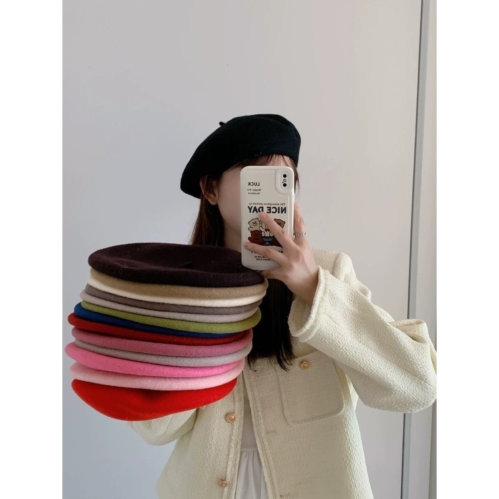 【JDUDS】貝雷帽 畫家帽 羊毛貝雷帽 貝蕾帽 南瓜帽 素面貝雷帽秋 帽子-細節圖8
