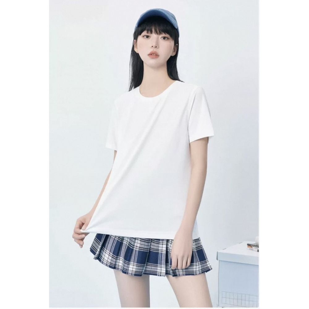 【JDUDS】冰絲T恤 涼感上衣 夏季韓版ins 短袖外穿寬鬆上衣 打底衫 降溫 仙女 寬鬆圓領T 寬鬆圓領T 舒適-規格圖7