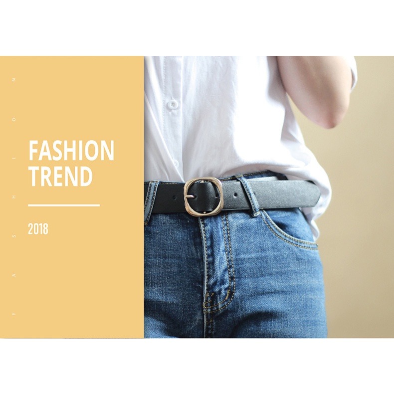 【JDUDS】韓版百搭簡約圓形金屬扣皮帶 圓扣皮帶 皮帶-細節圖2