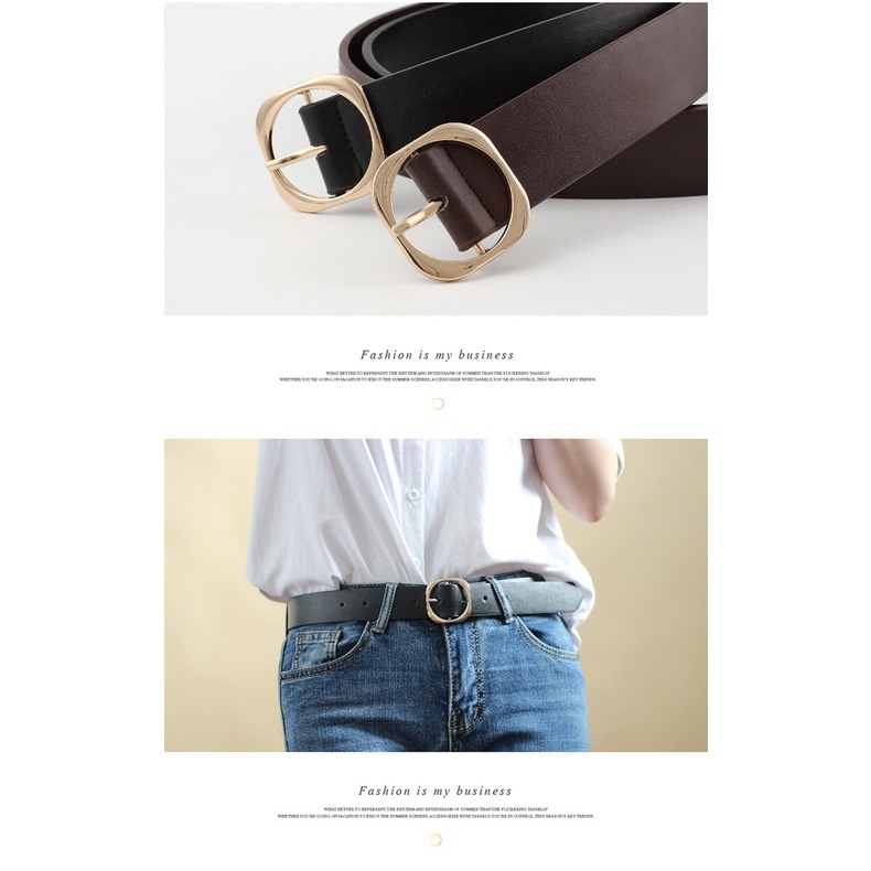 【JDUDS】韓版百搭簡約圓形金屬扣皮帶 圓扣皮帶 皮帶-細節圖4