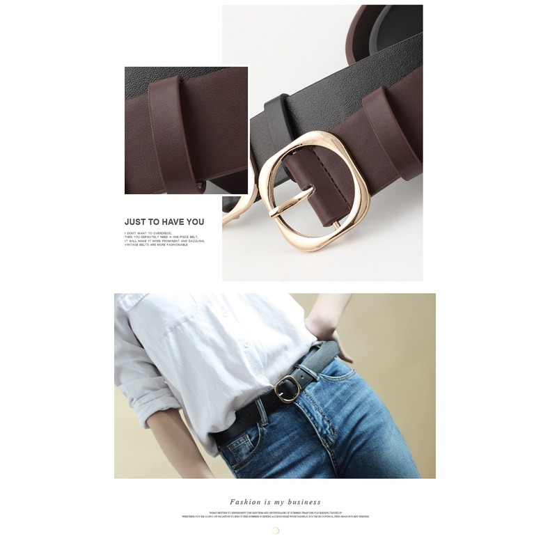 【JDUDS】韓版百搭簡約圓形金屬扣皮帶 圓扣皮帶 皮帶-細節圖5