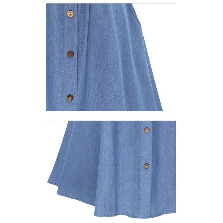 【JDUDS】 牛仔裙/牛仔長裙/丹寧裙子/長裙/鬆緊/口袋/顯瘦/大尺碼/裙子/女生裙子/女生衣著/a字裙/半身裙-細節圖5