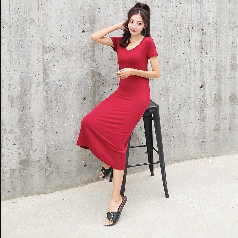 【JDUDS】莫代爾 顯瘦 超彈力 孕婦 大尺碼舒適短袖連身裙-細節圖3